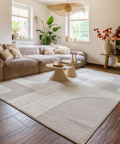 Japandi vloerkleed - Ridge Nevi crème/beige 80x150