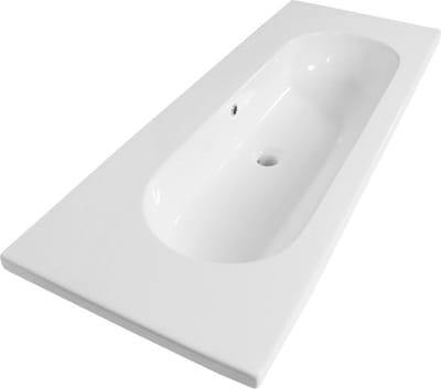 Saniclass Meubelwastafel - 120x47x3.5cm - overloop - 1 wasbak midden - zonder kraangat - keramiek - wit