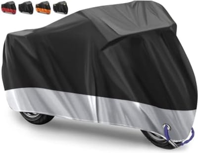 Motorhoes Waterdichte Motorhoes 210D Oxford Stof Motorfietshoezen Motorfietsdekking Motorfiets Afdekzeil voor Binnen en buiten, beschermt tegen uv-regen, stof, sneeuw (Zilver-N, 245 x 105 x 125 cm)