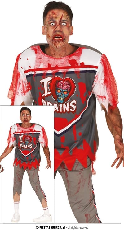 Fiestas Guirca - Herenkostuum zombie rugby player - maat M (48-50) - Carnavalskleding - Carnaval - carnavalskleding 2027 - Carnaval kostuum