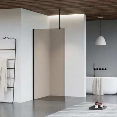 FugaFlow Eccelente Vetro inloopdouche - 110x200cm - rookglas - plafondarm - mat zwart