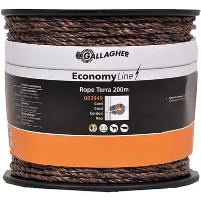 Gallagher EconomyLine Cord Terra (200m) - Voor stevige afrasteringsoplossingen in terra kleur
