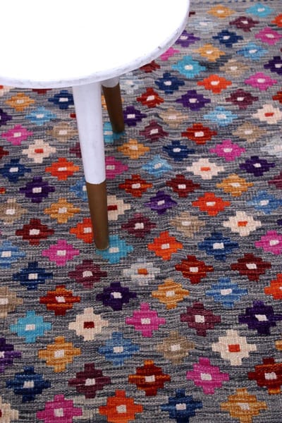 Kleurrijk Tapijt Laagpolig Handgeweven Wollen Vloerkleed - Koho Afghan Kelim 120x63 - 120x63cm- Modern - Woonkamer - Salon - Slaapkamer - Eetkamer