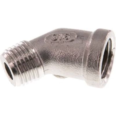 Rp 1/4'' x R 1/4'' F/M RVS L-Fitting 45graden 16 Bar