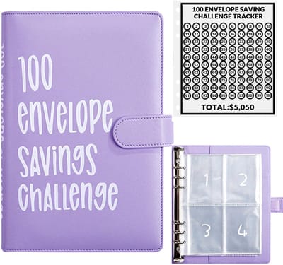 100 Envelope Challenge Binder-A5 Envelope Money Challenge Binder-Spaarmap Geld - Spaarpot - Geld Sparen - Money Planner - Paars