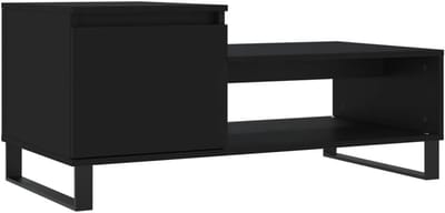 Salontafel 100x50x45 cm met gesneden details Zwart Hout