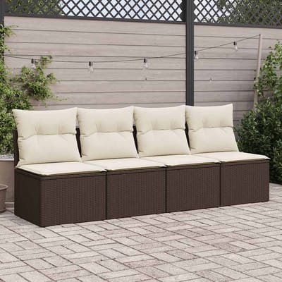 vidaXL - 2-delige - Loungeset - met - kussens - poly - rattan - acacia - bruin