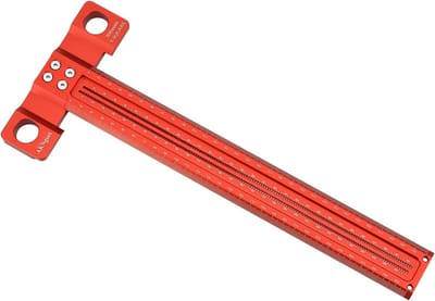 T-vierkant Liniaal - Meetgereedschap Hoek - Precisie Tekenen - Aluminium Constructie - 300 mm Lengte - Rood