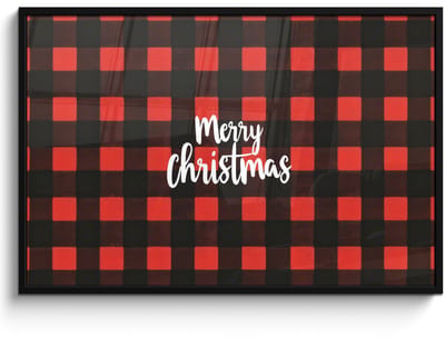 Poster in lijst - Fotolijst 120x80 cm - Posters - Geruit - Rood - Tekst - Christmas - Posterlijst zwart - Decoratie - Wanddecoratie woonkamer - Muurdecoratie slaapkamer