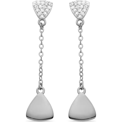Luxenter Oorbellen van 925 sterling zilver met glanzende zirkonia, afgewerkt met rhodium - Syso