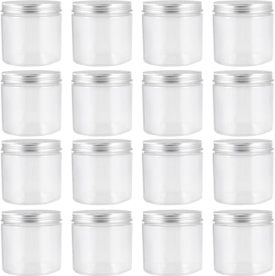 MTTproducts- Opslagpotten 350ml - 12 Stuks - Voedselveilige Plastic Jars - Aluminium Schroefdeksel - Transparant - Duurzaam met Airtight Sluiting - Opslagcontainers