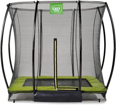 Compacte Rechthoekige Trampoline voor Kinderen - 153x214cm - Met Veiligheidsnet en Voetbeschermingssysteem - Veilige Instap - Goede Springkracht - Groen