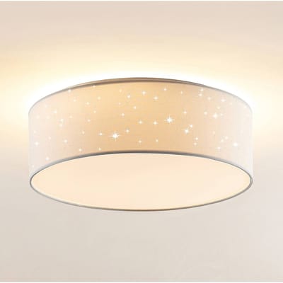 Lindby LED plafondlamp Ellamina, 40 cm, wit, textiel