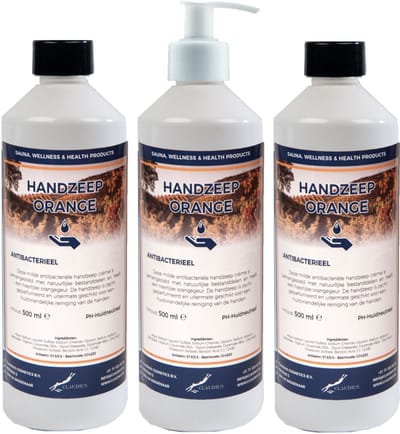Handzeep Orange 500 ml - set van 3 stuks - met gratis pomp - Voordeelverpakking