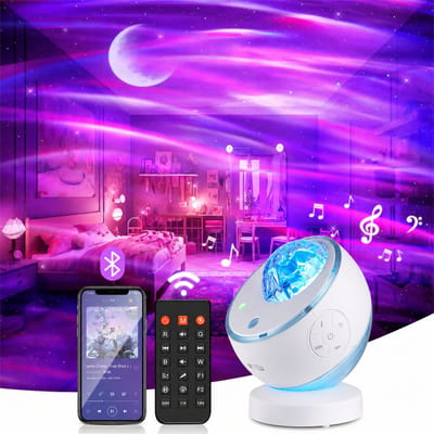 Sercano Sterrenhemel Projector – Aurora Projector met Groene Laser – 16 Kleuren – Bluetooth Speaker – 10 Geluiden & 5 Films – Timer – Met Afstandsbediening – voor Volwassenen Slaapkamer