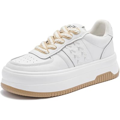 Nieuwe Stijl Leer Verhogende Kleine Witte Schoenen Dames Sport Mode Casual Board Schoenen Dikke Zool Muffin Wit Enkele Schoenen Dames 40 white