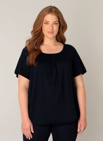 BASE LEVEL CURVY Yoni Jersey Shirt - Dark Blue - maat 1(48)