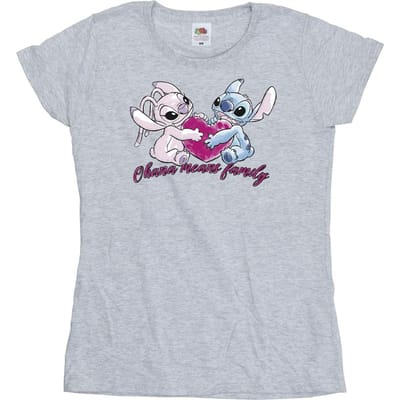 Disney Dames/Dames Lilo And Stitch Ohana Hart Met Engel Katoenen T-Shirt (Sportgrijs)
