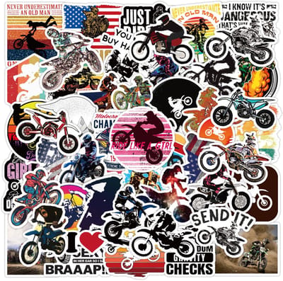 Dailygoods- Motorstickers 50 Stuks - Stickerboek - Stickervellen - Veiligheidswaarschuwing - Niet Eetbaar - Decoratie - Stickers