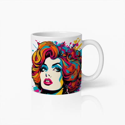 Kleurrijke Pop Art Vrouw Koffiemok – Levendige Artistieke Keramische Mok voor Koffieliefhebbers