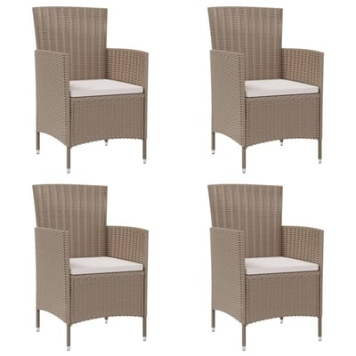 vidaXL - Tuinstoelen - 4 - st - met - kussens - poly - rattan - beige