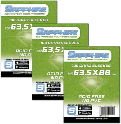 Thijox - Set van 3 Saffierhoesjes Groen 63,5 x 88 mm voor Kaartspellen - 100 Stuks - Bescherming voor Standaardformaat Kaarten - Perfect voor Spellena