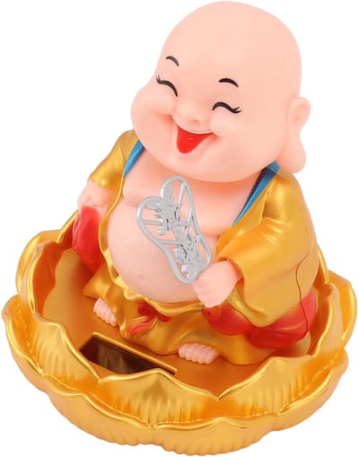 Zonne-energie Boeddha ornament Maitreya decoratie hoofdknikkend voor geluk en voorspoed