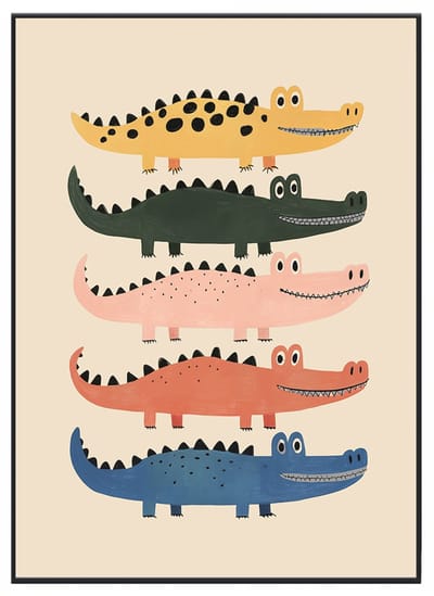 No Filter - Poster voor Baby- en Kinderkamer - Kleurrijke vrollijke krokodillen - A3 (30x40 cm) - 250 grams papier - Kinderkamer decoratie