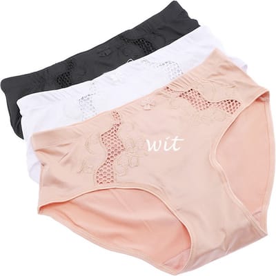 2 stuks Elegante dames slips met kant decoratie - maat L - kleur WIT