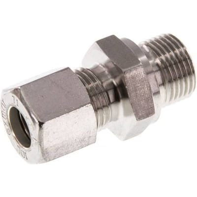 G 3/8'' Buitendraad x 10L RVS Rechte Knelfitting 315 Bar DIN 2353 - FL2S-MO-ST-038G-10-L
