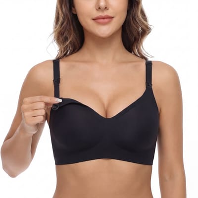 Evite Seamless Voedingsbh - Naadloze Borstvoedingsbh - Zwangerschapsbh - Zonder Beugel - Slaapbh - Comfort - Midnight Black - Maat L