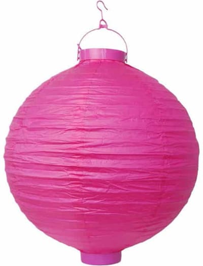 Partydeco - Decoratieve lampion magenta LED 30 cm - Lampion sint maarten - lampionnen - Sint maarten optocht - lampionnen papier