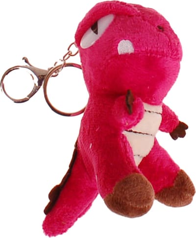 Tashanger/Sleutelhanger Dino T-REX Donkerroze 12x6x4,5cm