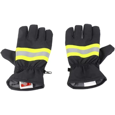 Vlamvertragende Brandweerhandschoenen Hittebestendig Ademend Brandweerman Handbescherming Cover Zwart yellow