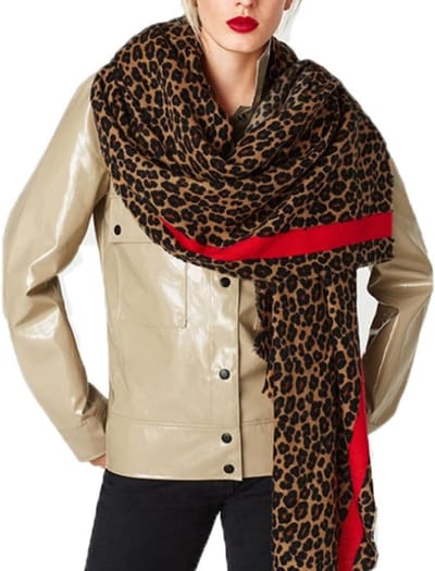 Oversized Dames Sjaal met Luipaardpatroon - Warme Fleece Sjaal voor de Winter, 190x80cm, Perfect als Deken of Poncho, Draagcomfort en Stijl
