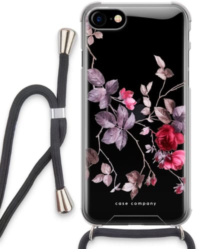 Case Company® - Hoesje met koord geschikt voor iPhone SE 2020 hoesje met Koord - Mooie bloemen - Telefoonhoesje met Zwart Koord - Bescherming aan alle Kanten en Over de Schermrand