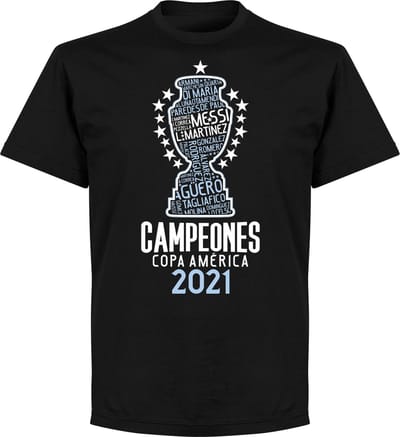 Argentinië Copa America 2021 Winners T-Shirt - Zwart - XS