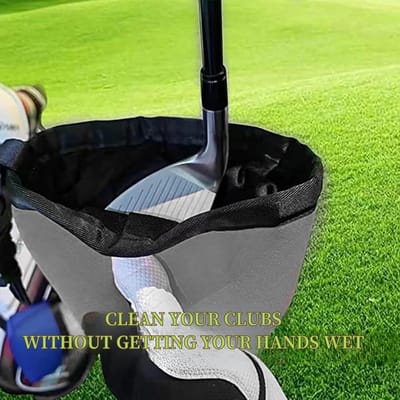 Reinigingszak voor golfclubs en golfballen, waterdichte voering, afneembare clip, machinewasbaar, reinigingstas voor golfaccessoires