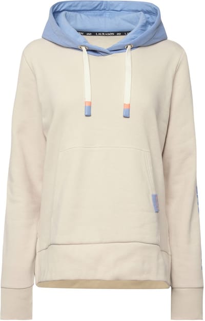 Laurasøn - Dames - Hoodie hooded trui print op de achterkant kangoeroezak - Zacht graniet - Maat L