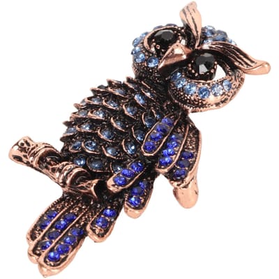 Uil Speldje Glanzend Modieus Unisex Strass Vintage Uil Broche voor Feest Reizen ZT1124 55 black