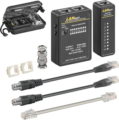 Netwerktester voor LAN, RJ45, RJ11, RJ12, CAT5, CAT6, BNC - Kabeltester met LED-indicatoren