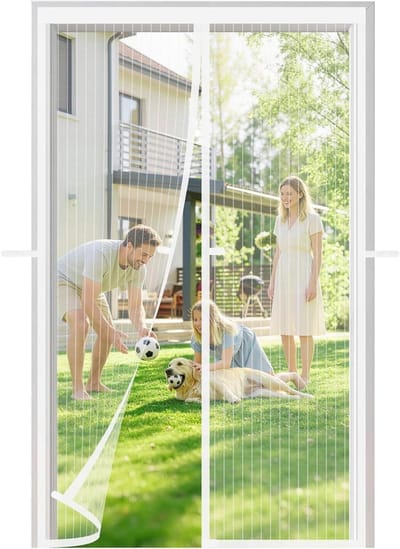 SnelShoppen - Magnetisch Vliegenraam, Professioneel Insectenbescherming voor Deuren en Ramen, Makkelijk te Installeren, 90 x 210 cm, Wit, Ideaal voor