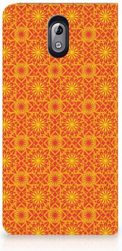 Nokia 3.1 (2018) Hoesje met Magneet Batik Oranje