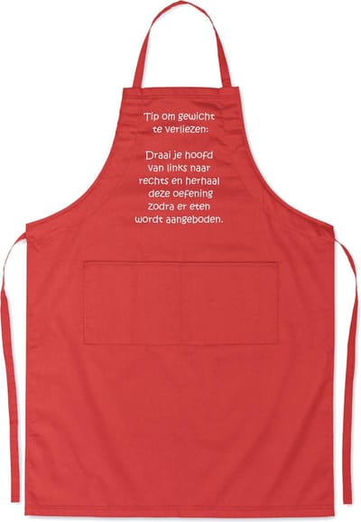 Mijncadeautje - Luxe schort - Tip om gewicht te verliezen - rood