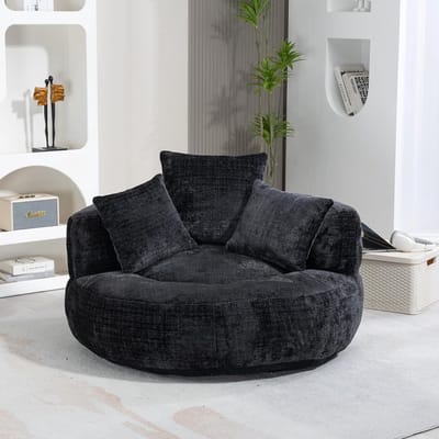 Comfortabele Zitzak - Lounger Stoel - Ontspannen Zitten - Hoge Rugleuning - 108 x 108 x 52 cm - Zwart