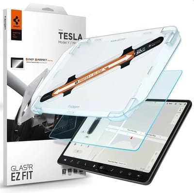 Spigen Screen Protector Geschikt voor Tesla Model 3 (2017-2023) & Tesla Model Y (2020/2024) - GlasTR EZ Fit - 9H Tempered Glass - Eenvoudige Installatie