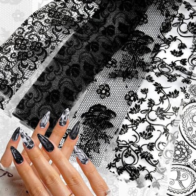 20 Stuks Nagelfolie Transfer Bladen met Kant Motief, Holografische Transfers en DIY Nagelstickers Rolls voor Creatieve Nagelkunst