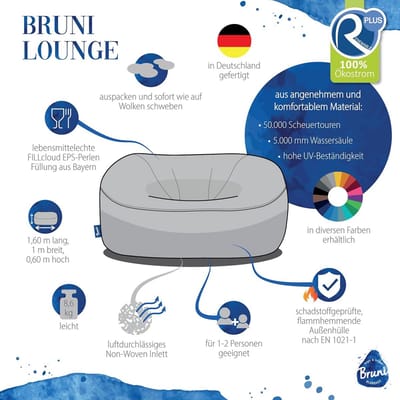Zitzak Sofa - Loungestoel Bank - Ontspannen Binnen Buiten - Waterdicht UV-bestendig - 160 x 100 x 60 cm - Ijsgrijs