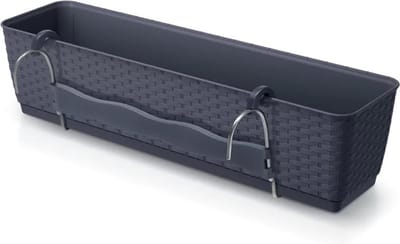 Prosperplast Ratolla Case Balkonbak / Bloempot met Hangende - Plantenbak Rechthoekig Kunststof  (590x154x142mm - Antraciet)