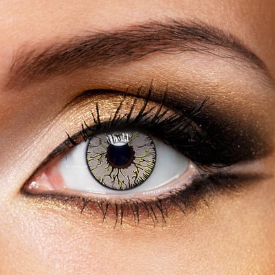 Partylens® grijze kleurlenzen - Vampire Grey - zachte jaarlenzen met lenshouder - Halloween - Cosplay